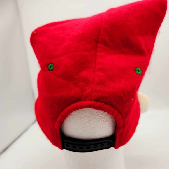 Vintage Santa Claus Cap Happy Holidays Embroidered Snapback Hat Long Pointed Elf - Picture 4 of 7